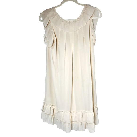 Bizz Cream Colored Ruffle Mini Dress Large - Picture 2 of 4